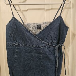 GAP Blue Denim Wrap Top